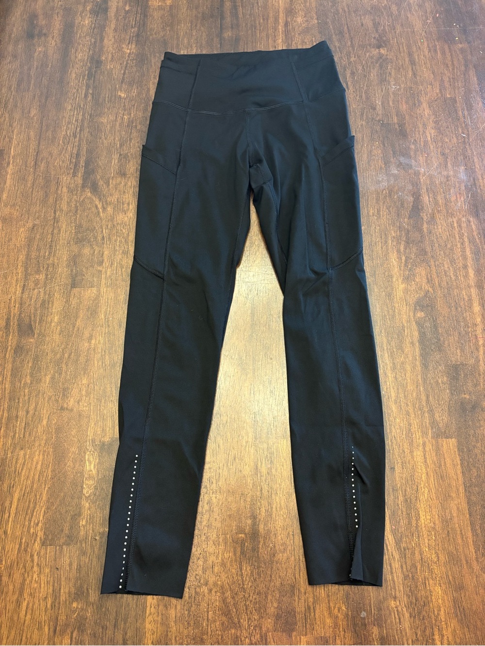 Lululemon Black High Rise Pocket Leggings Size 4 Reflective Ankle